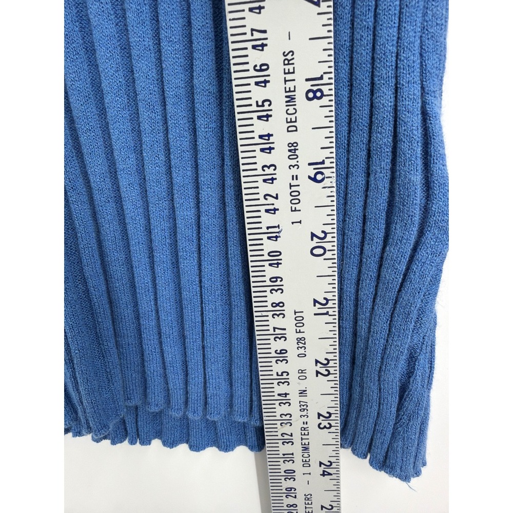 Vtg Sigrid‎ Olsen Sport Blue Ribbed V-Neck Beaded Sweater Lg Cotton Rayon Blend - Picture 4 of 7